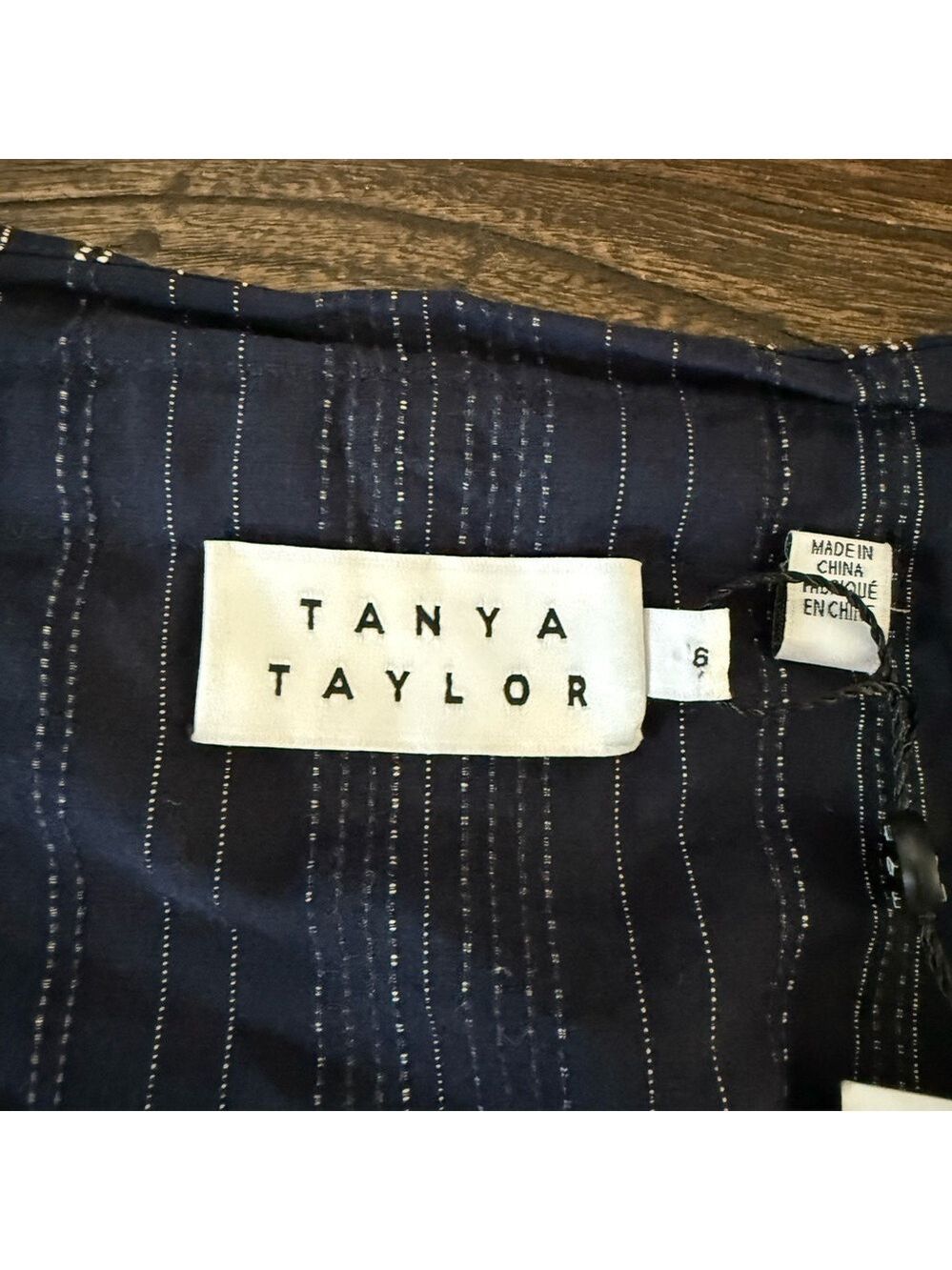 Tanya Taylor Sabra One-Shoulder Striped‎ Ruched Mini Dress Navy Size 6 NWT - Picture 7 of 11